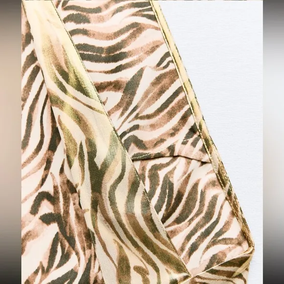 NWT ZARA foil animal print halter neck dress