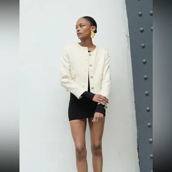 NWT Zara golden foil blazer