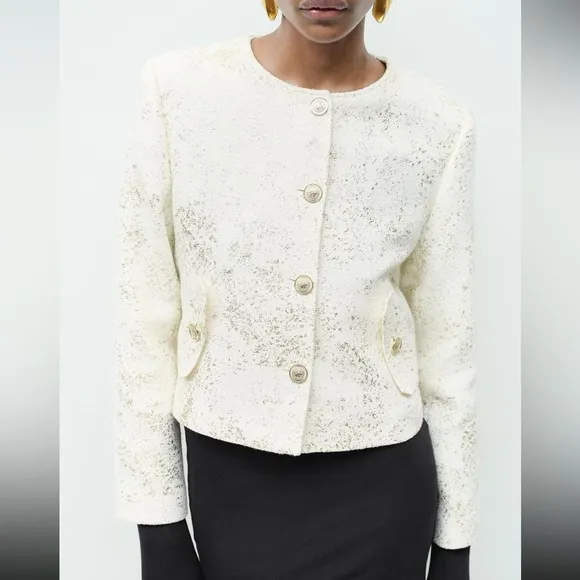 NWT Zara golden foil blazer