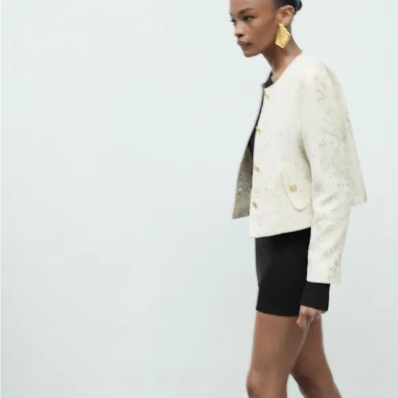 NWT Zara golden foil blazer