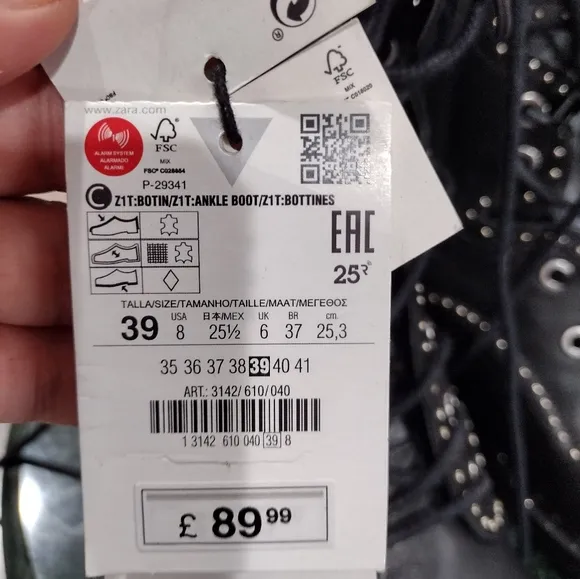 NWT Zara studded leather lace up boots