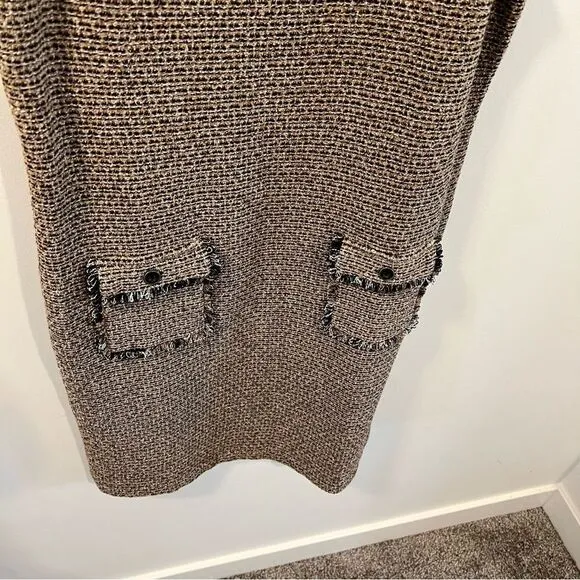 NWT J.Jill Butterscotch Brown Stretch Knit Tweed Sleeveless Dress | Size S