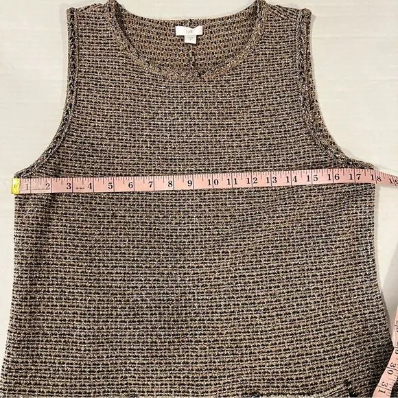 NWT J.Jill Butterscotch Brown Stretch Knit Tweed Sleeveless Dress | Size S