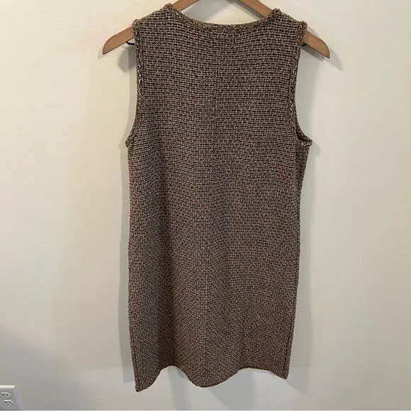 NWT J.Jill Butterscotch Brown Stretch Knit Tweed Sleeveless Dress | Size S