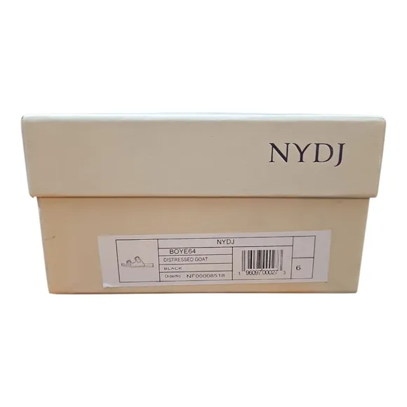NYDJ Black Buckle Slide Sandals In Distressed Goat Size 6 NIB