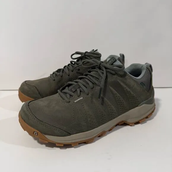 Oboz Women's Sypes Leather Sneakers Trail Low Green 8 Hiking Outdoor