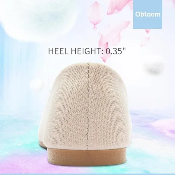 Obtaom Flat Shoes Women Cream Textile Slip on Ballet soft and comfortable.Shoes