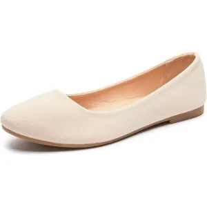Obtaom Flat Shoes Women Cream Textile Slip on Ballet soft and comfortable.Shoes