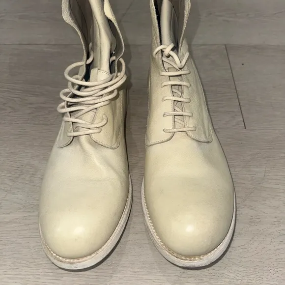 Officine Creative Beige Ankle Boots with Lace-Up Design