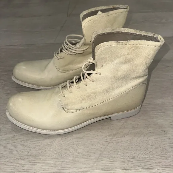 Officine Creative Beige Ankle Boots with Lace-Up Design