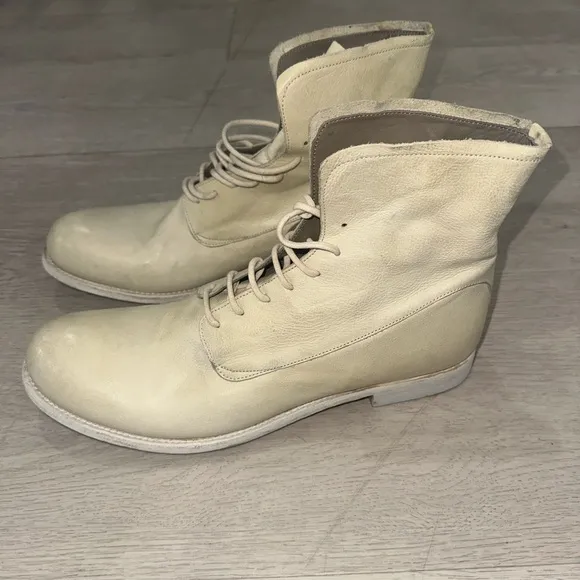 Officine Creative Beige Ankle Boots with Lace-Up Design