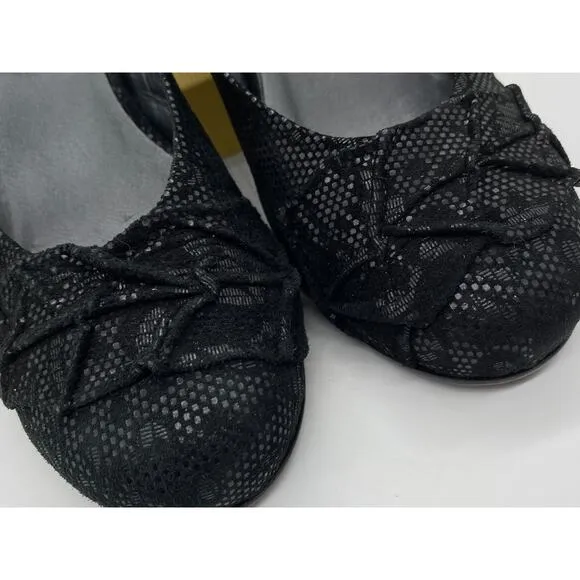 Old Money Salpy Black Lace Leather Handcrafted Womens 8.5 Cottage Slides Mules