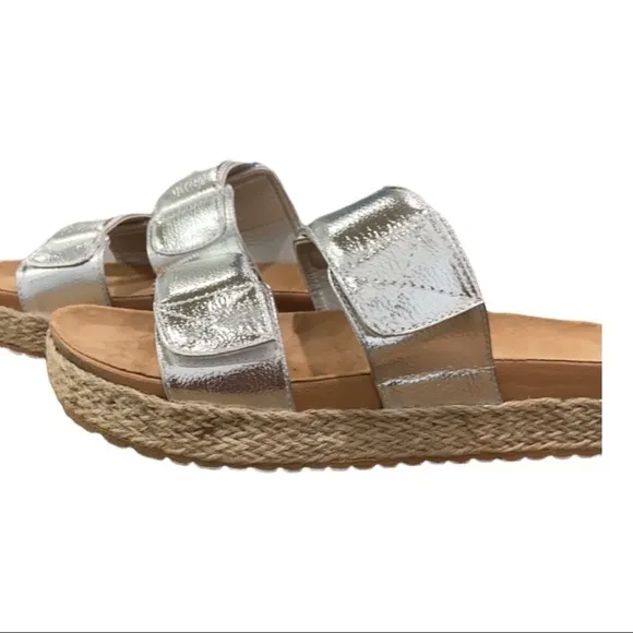 Olivia Miller Palm Cove Dual Strap Slide On Espadrille Platform Wedge Sandals 10
