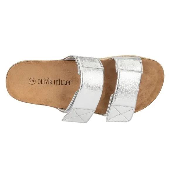 Olivia Miller Palm Cove Dual Strap Slide On Espadrille Platform Wedge Sandals 10