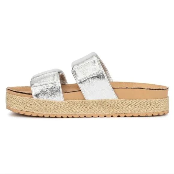 Olivia Miller Palm Cove Dual Strap Slide On Espadrille Platform Wedge Sandals 10