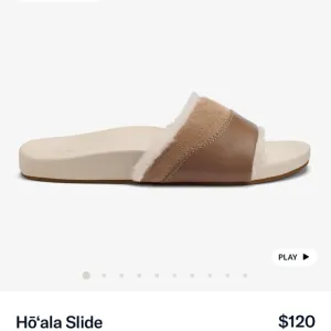 Olukai Ho’ala slides fur lined leather‎ Women's Tan Slide Sandals size 10 NWOT