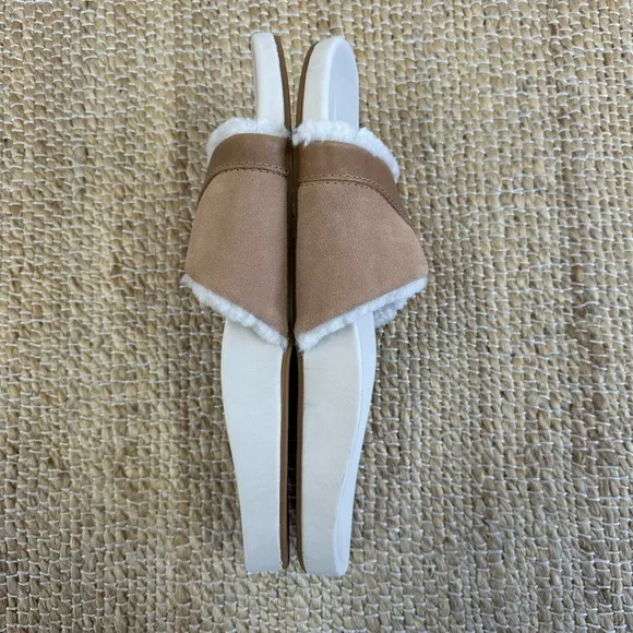 Olukai Ho’ala slides fur lined leather‎ Women's Tan Slide Sandals size 10 NWOT