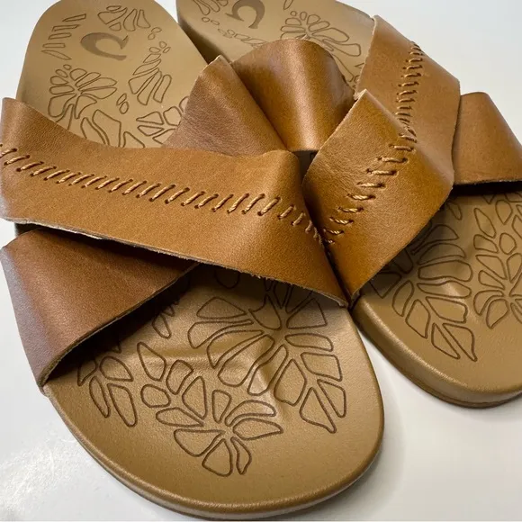 OluKai Kipe’a Olu Brown Slide Sandals