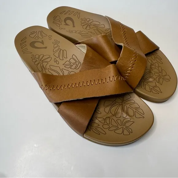 OluKai Kipe’a Olu Brown Slide Sandals