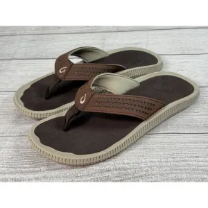 Olukai Men's Ulele Beach Sandals Dark Wood Brown Size US-9/ EU-42
