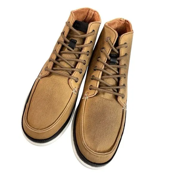Olukai Nalukai Kapa Boots Mens Size 8.5 Brown Waxed Canvas Lace Up Ankle Chukka