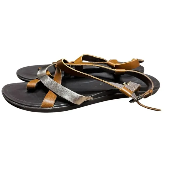 Olukai Upena Brown Beach Sandals Quick-Dry Flip-Flop Slides Leather Size 11