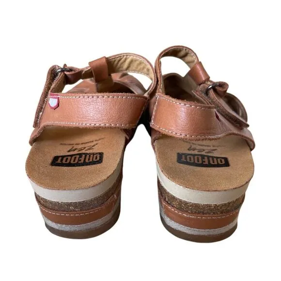 On Foot Womans 8.5 The Zen Fish Sandals LEATHER Comfort Shoes Ortho Platform Tan