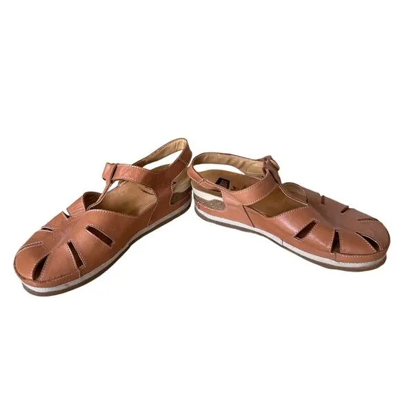On Foot Womans 8.5 The Zen Fish Sandals LEATHER Comfort Shoes Ortho Platform Tan
