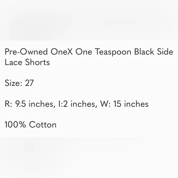 One X One Teaspoon Side Lace Up black Jean Shorts Like NEW Sz 27