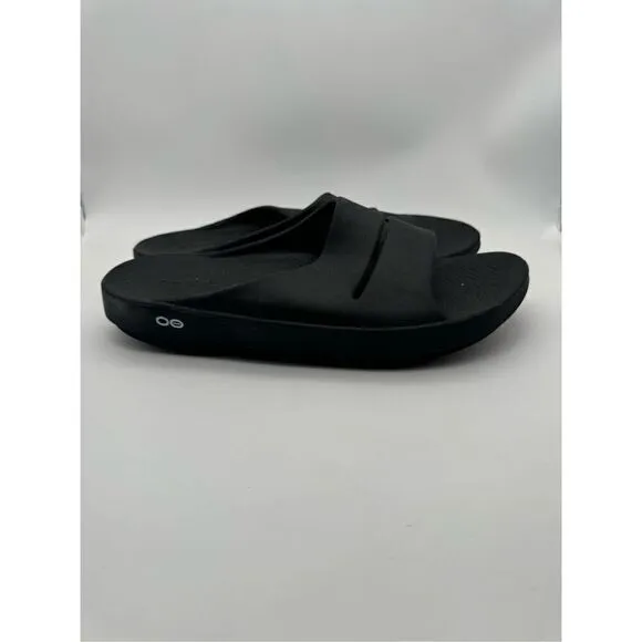 Oofos Ooahh Luxe Unisex Black Slide Sandals size M12-W14