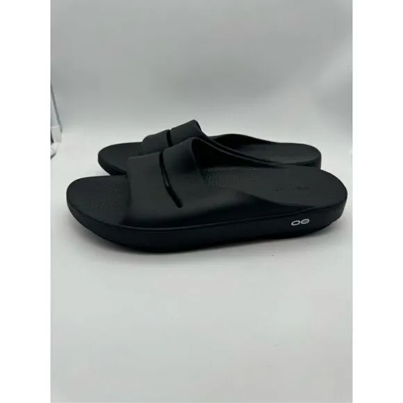 Oofos Ooahh Luxe Unisex Black Slide Sandals size M12-W14