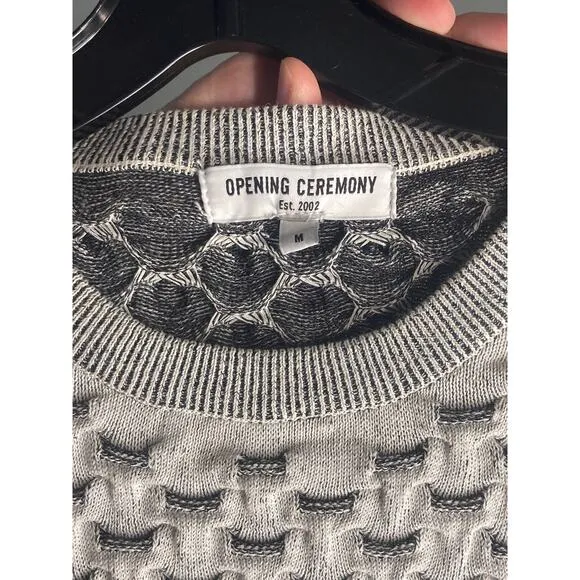 Opening Ceremony Light Gray Long Sleeve Sweater Lightweight Scales Texture Sz M