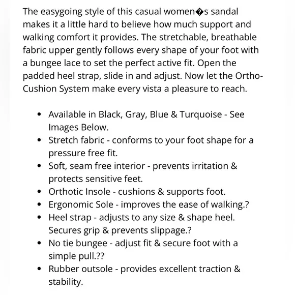 ORTHOFEET Orthopedic Maui 801 Sandal Comfort StretchKnit Adjustable Black 9 Wide