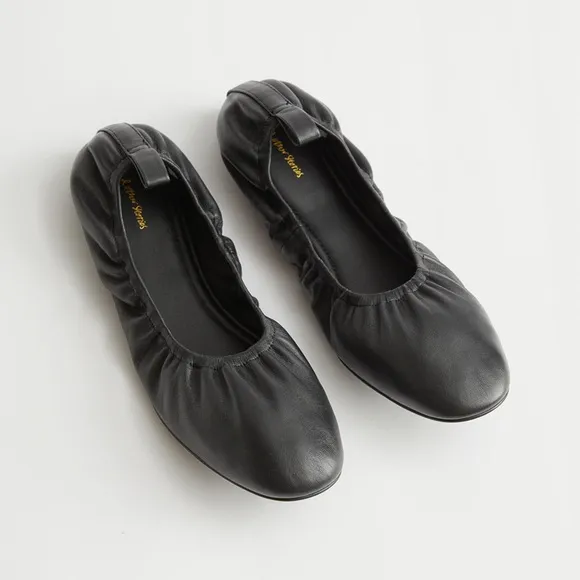 Other Stories New Gathered Leather Ballerina Flats Black size 7