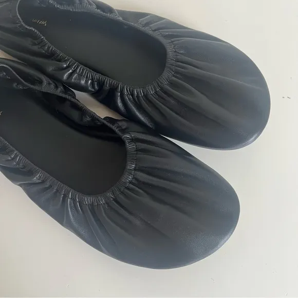Other Stories New Gathered Leather Ballerina Flats Black size 7