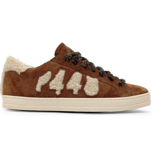 P448 JOHN BROWN NUBUCK SUEDE W/FAUX FLEECE LACE SNEAKERS SIZE 38 NEVER WORN