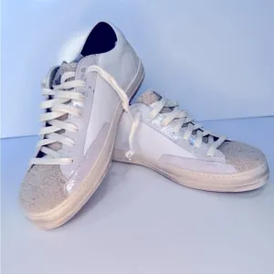 P448 John Sneaker Glitter Fleece Tongue Distressed Sneakers size 38