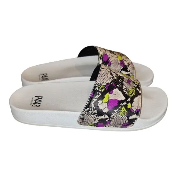 P448 Super Water Resistant Slide Sandals white/Purple Made in Italy Size 38