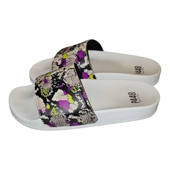 P448 Super Water Resistant Slide Sandals white/Purple Made in Italy Size 38