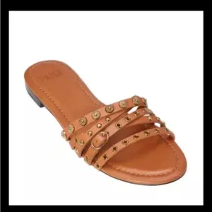 PAIGE Sandals Dylan Flats Slide Sandal Whiskey Brown NWOB