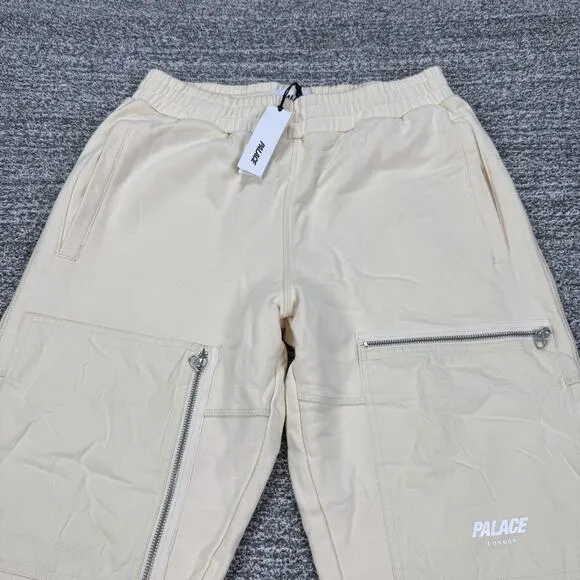 Palace Skateboards London Flight Pocket Joggers Men Large Cream Zip Athletic NWT