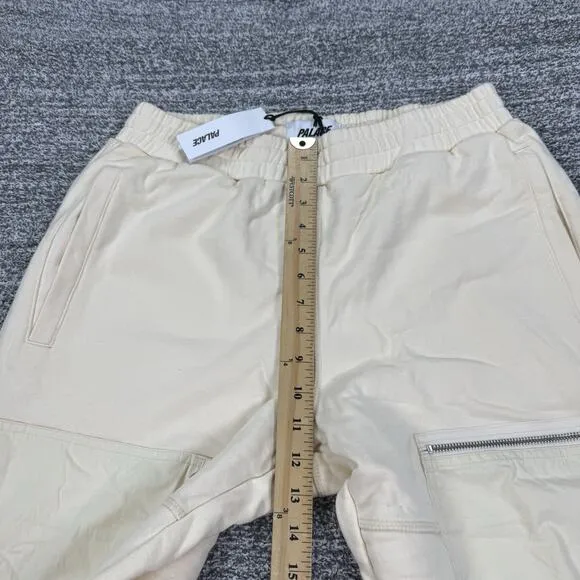 Palace Skateboards London Flight Pocket Joggers Men Large Cream Zip Athletic NWT