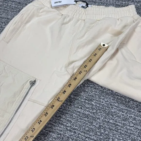 Palace Skateboards London Flight Pocket Joggers Men Large Cream Zip Athletic NWT