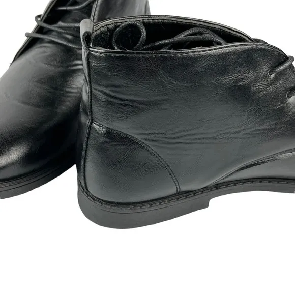 P&amp;W New York Mens Chukka Boots 7080 Black Leather‎ Lace Up Pull Tab EUR 43 9
