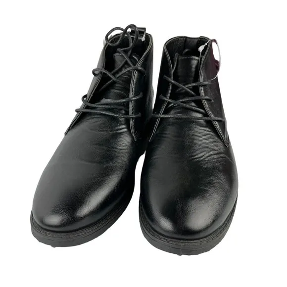 P&amp;W New York Mens Chukka Boots 7080 Black Leather‎ Lace Up Pull Tab EUR 43 9