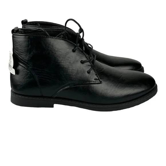 P&amp;W New York Mens Chukka Boots 7080 Black Leather‎ Lace Up Pull Tab EUR 43 9