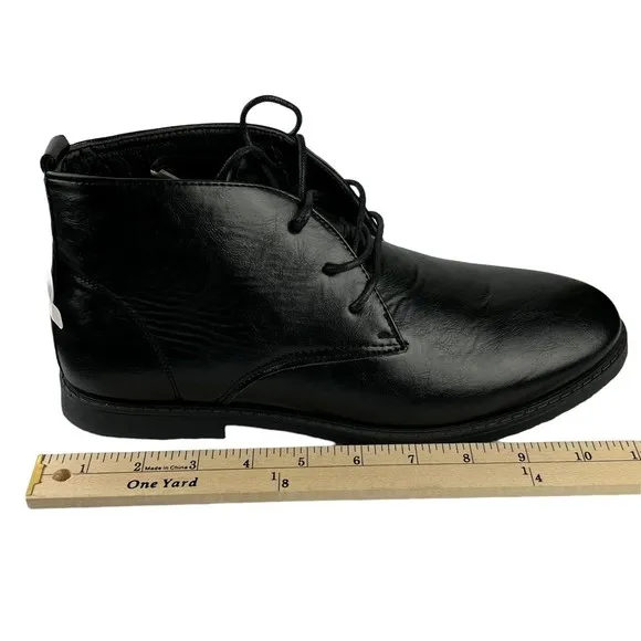 P&amp;W New York Mens Chukka Boots 7080 Black Leather‎ Lace Up Pull Tab EUR 43 9
