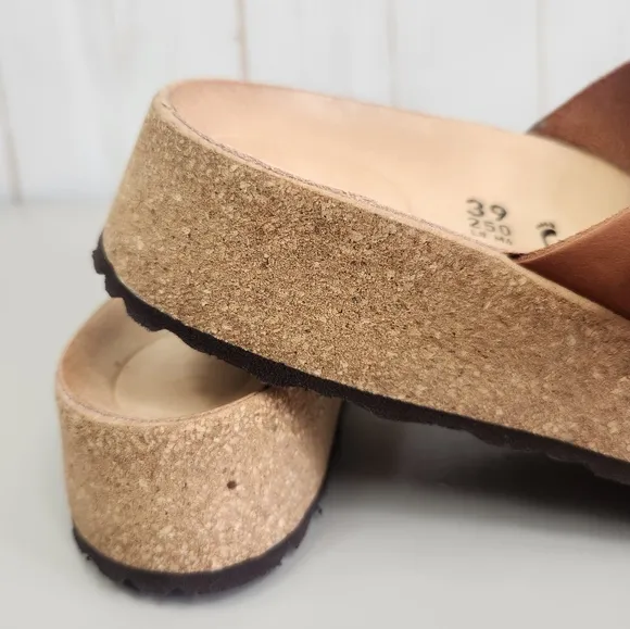 Papillio by Birkenstock Almina Nubuck Buckle Leather Sandal Pecan 8-8.5 Narrow