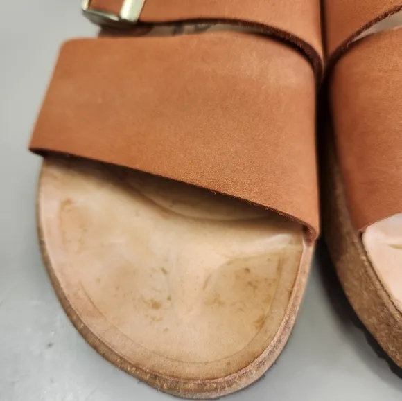 Papillio by Birkenstock Almina Nubuck Buckle Leather Sandal Pecan 8-8.5 Narrow
