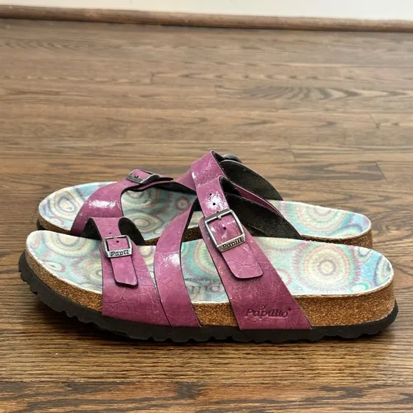 Papillio by Birkenstock Salina Slide Sandals - Purple Leather Size 6 (37)